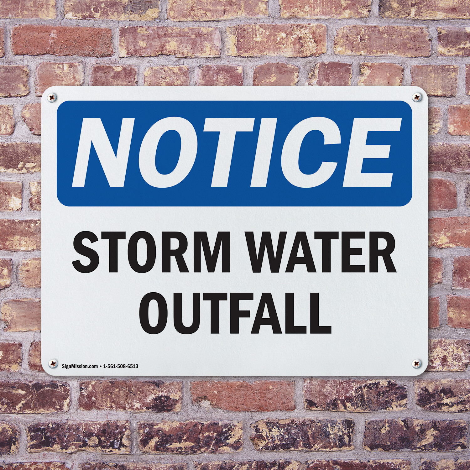 (2 Pack) Storm Water Outfall OSHA Notice Sign Decal Metal Plastic