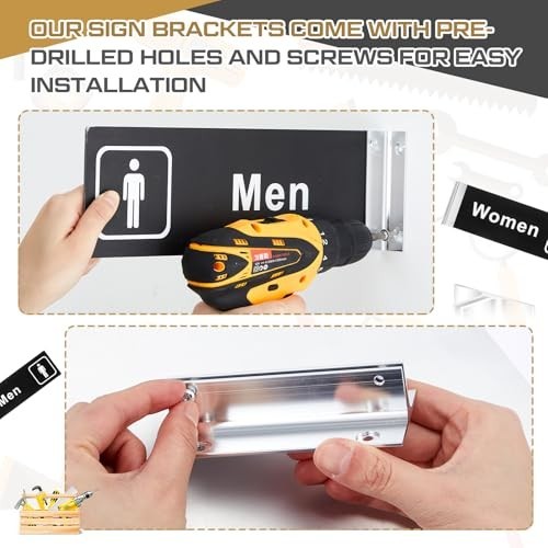 2 Pcs Men&rsquo;s Women&rsquo;s Restroom Signs – Acrylic Double-Sided Bathroom Door 4×12