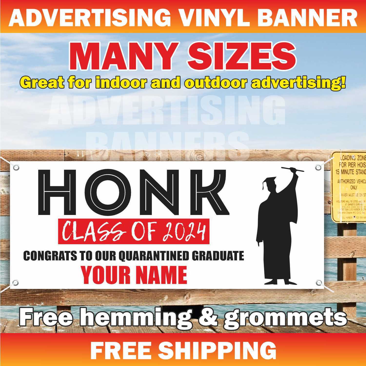 HONK CLASS 2024 Advertising Banner Vinyl Mesh Sign School University Graduation