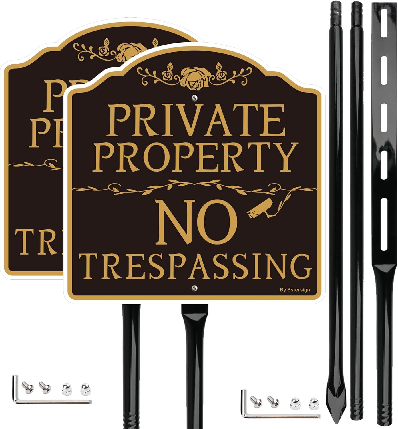 2Pack No Trespassing Signs with Metal Stakes – Durable Weather-Resistant Aluminu
