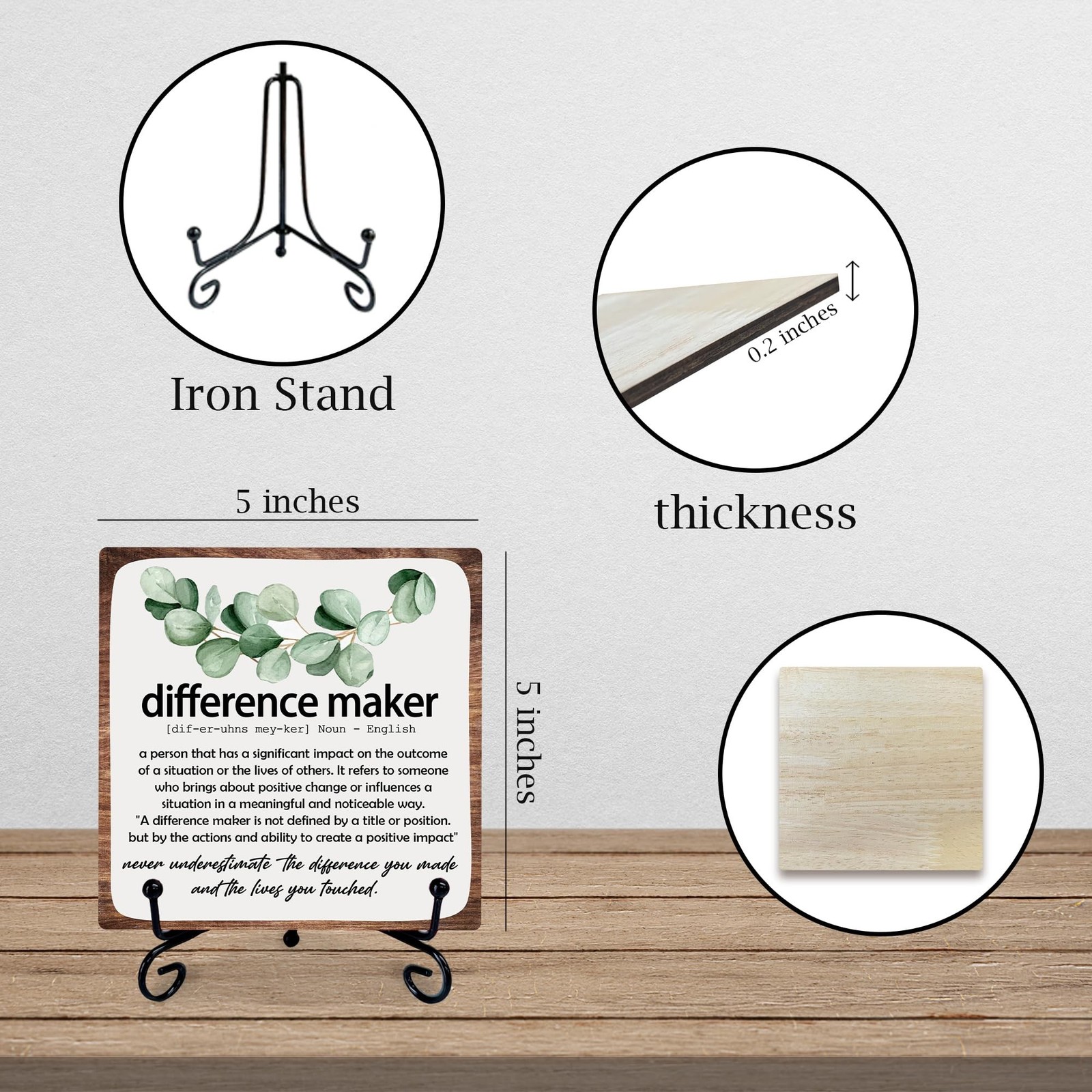 Thank You Wooden Sign With Metal Stand – Difference Maker Definition – Inspir…