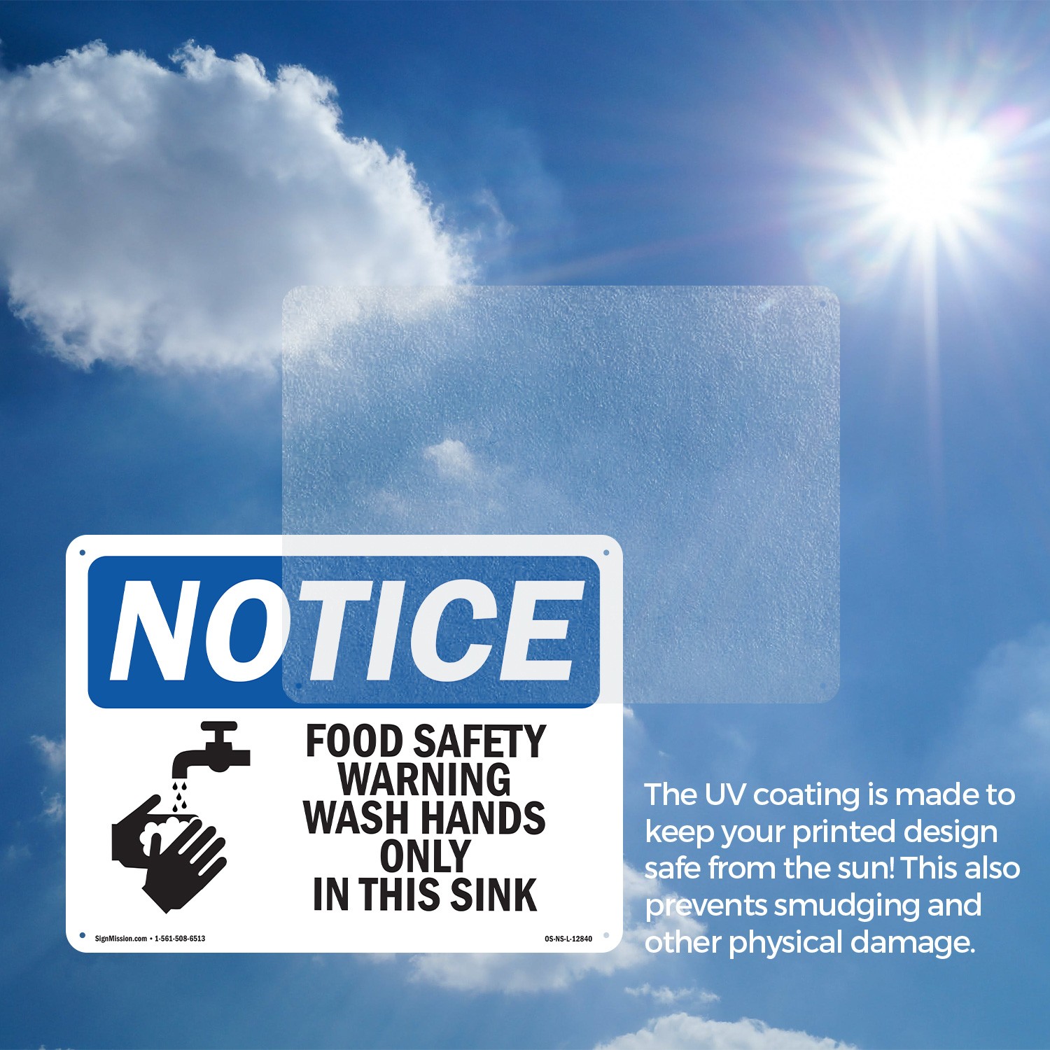 Food Safety Warning Wash Hands OSHA Notice Sign Metal,, Decal 5 or 10 Pack
