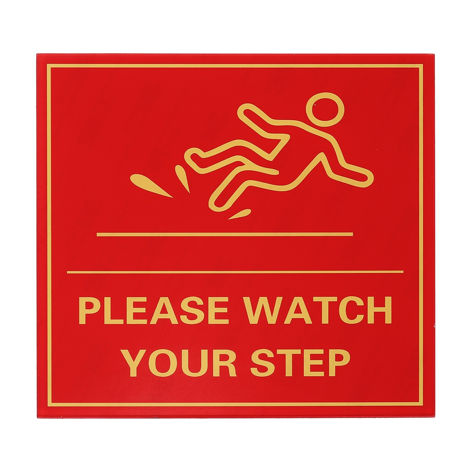 4&Prime; x 4&Prime; Please Watch Your Step Sign, 1 Pcs Warning Sign, Red with Yellow Text
