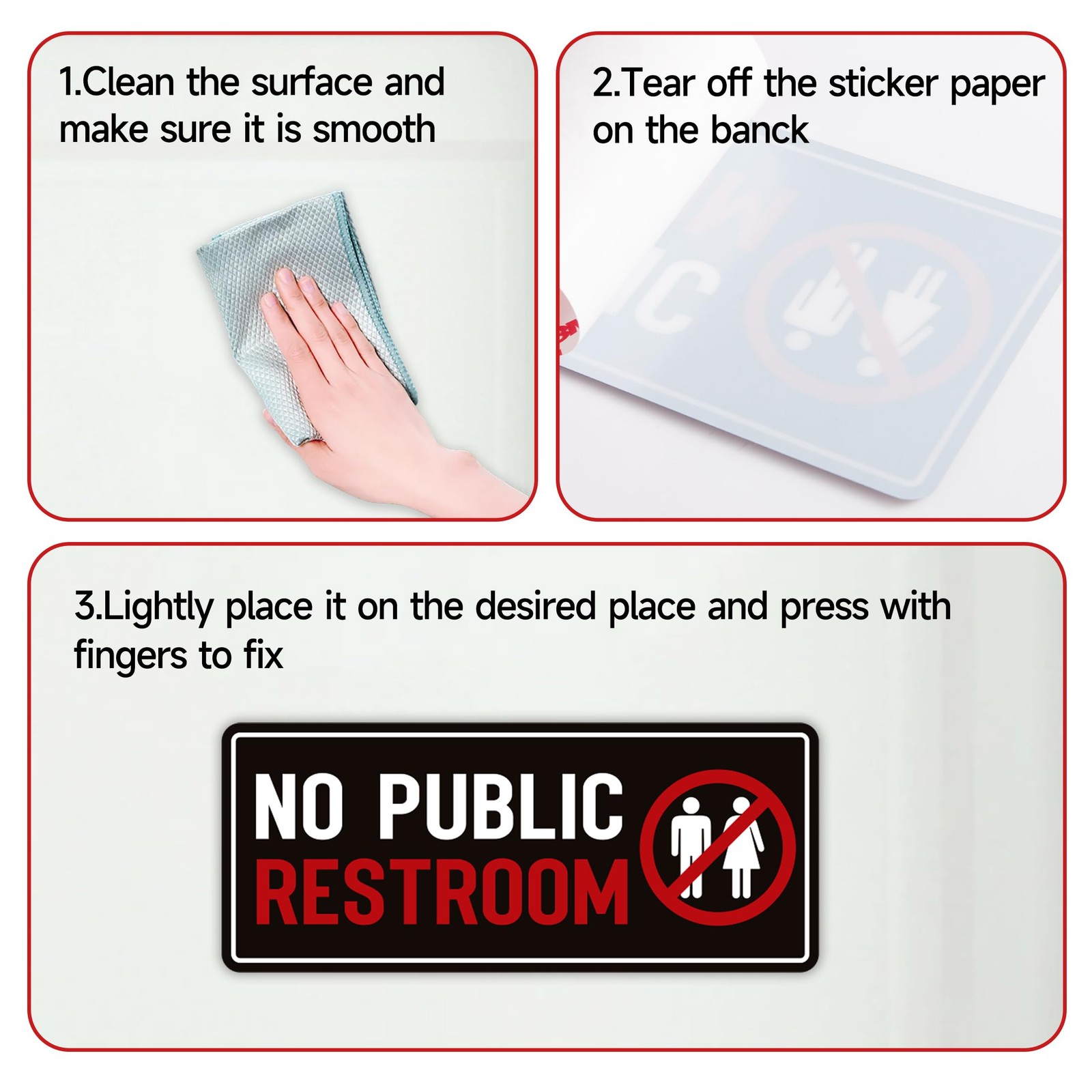 2PCS No Public Restroom Signs for Business, Self Adhesive Weatherproof Vinyl Sor