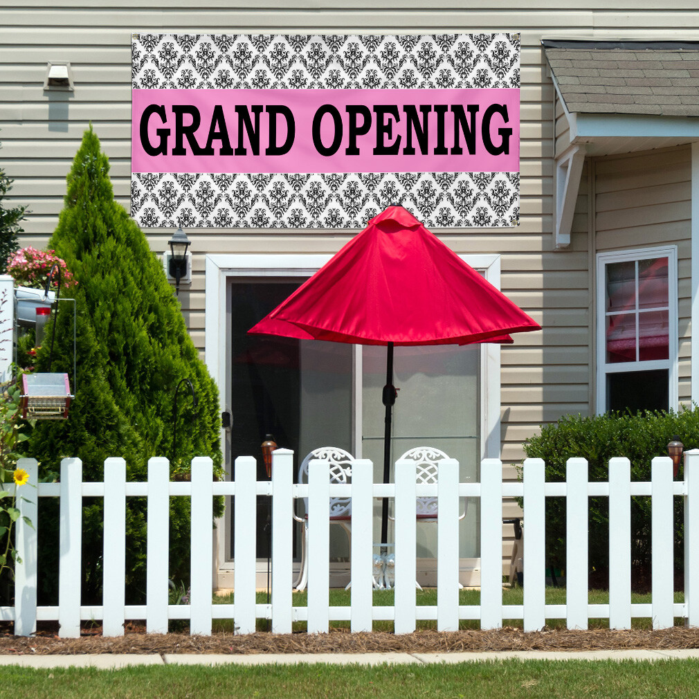 Vinyl Banner Multiple Sizes Grand Opening Pink Business Advertisement Business