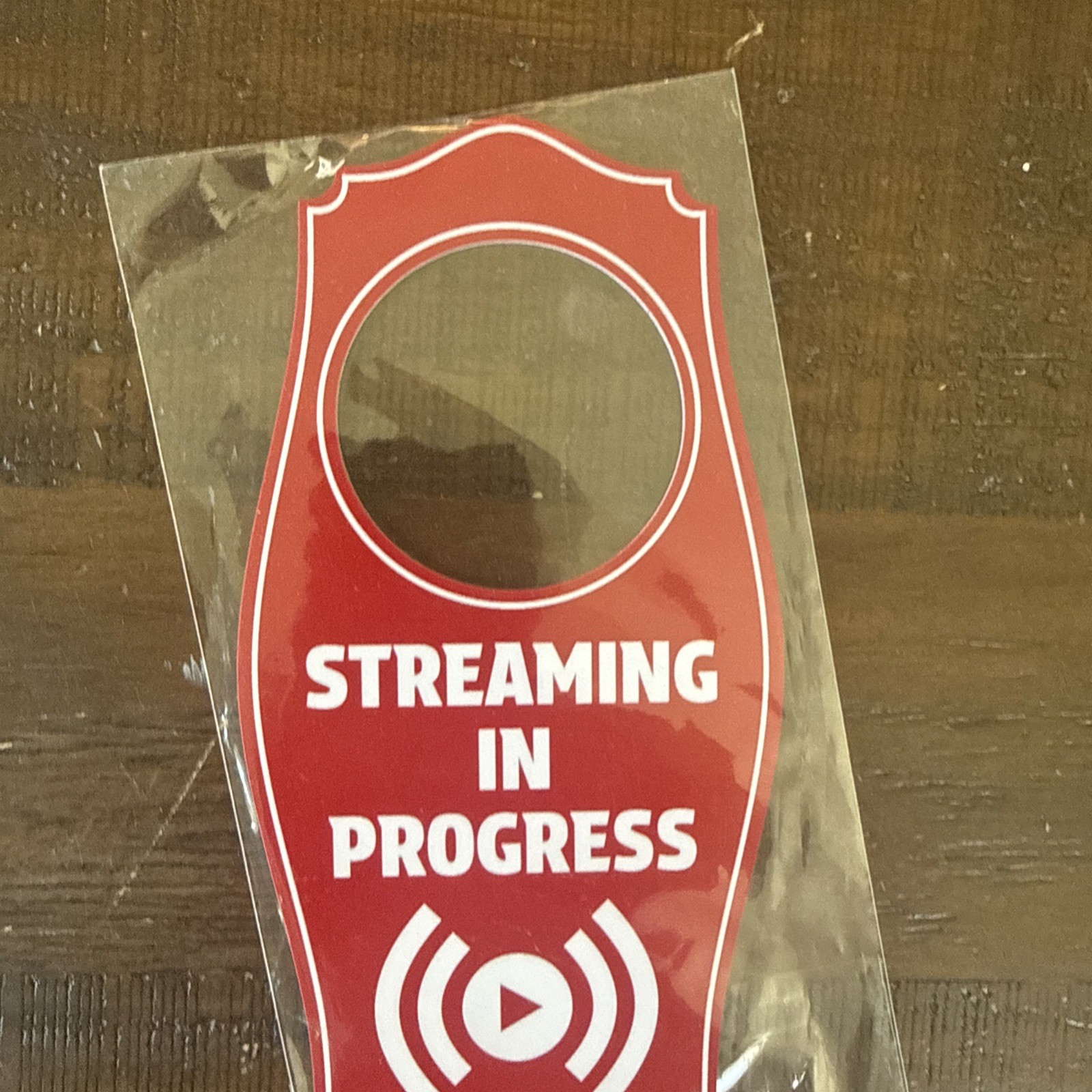 Streaming In Progress Door Hanger | House or Business Door Sign – Red, 4&Prime; x 8&Prime;