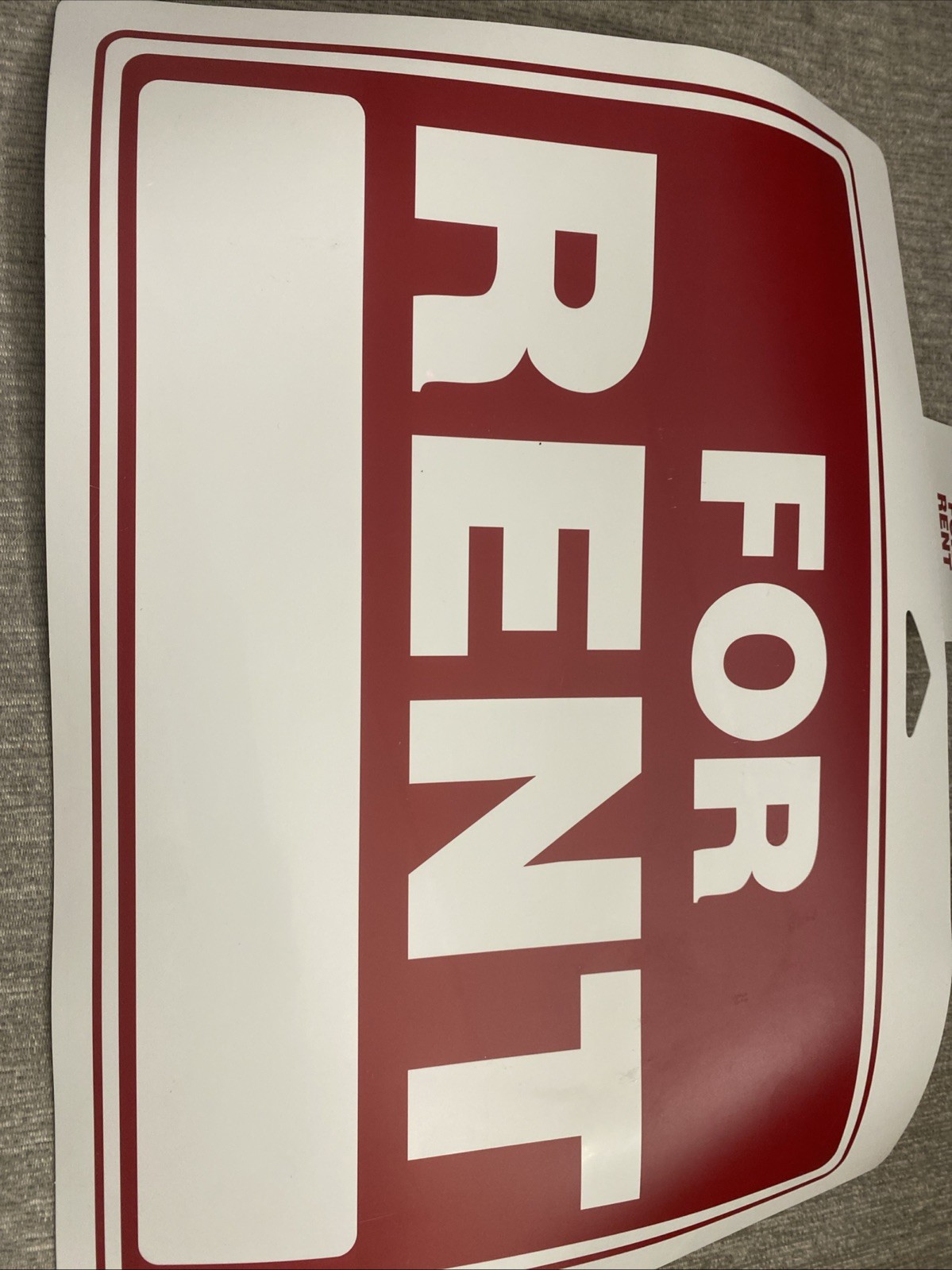 For Rent Sign, 12 Inches by 8 Inches – 20 mil Polystyrene Plastic