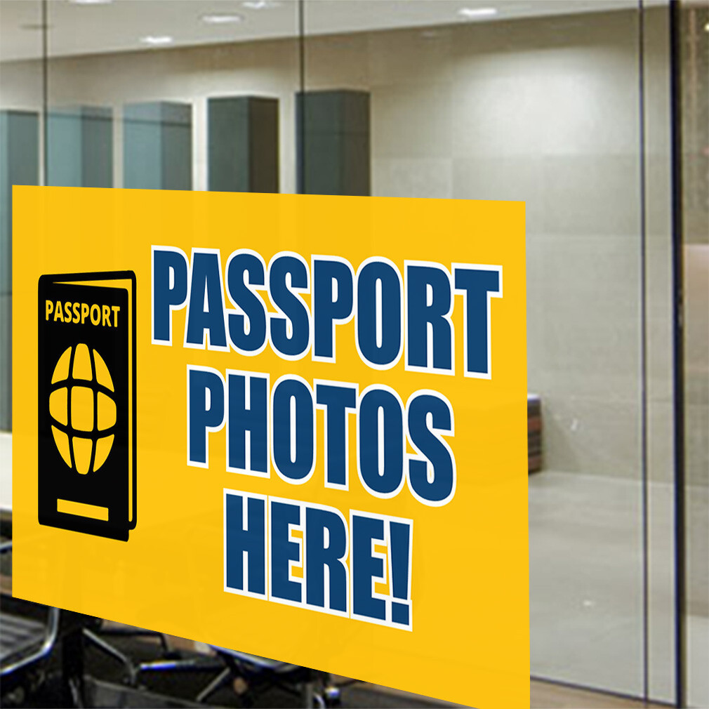 Decal Stickers Passport Photos Here! Advertising Printing Vinyl Store Sign Label