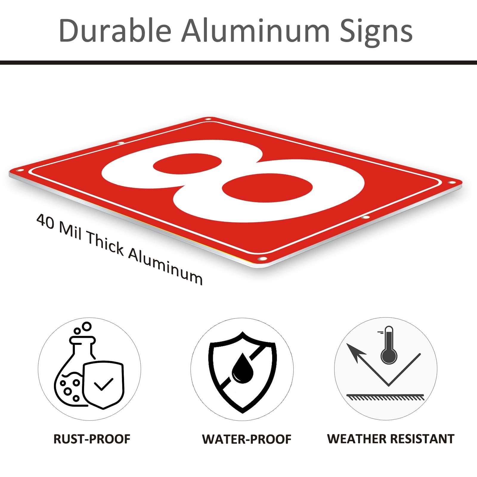 Numbered Sign 8 Aluminum Tennis Court Parking Lot Signage 12×8 Inch Metal