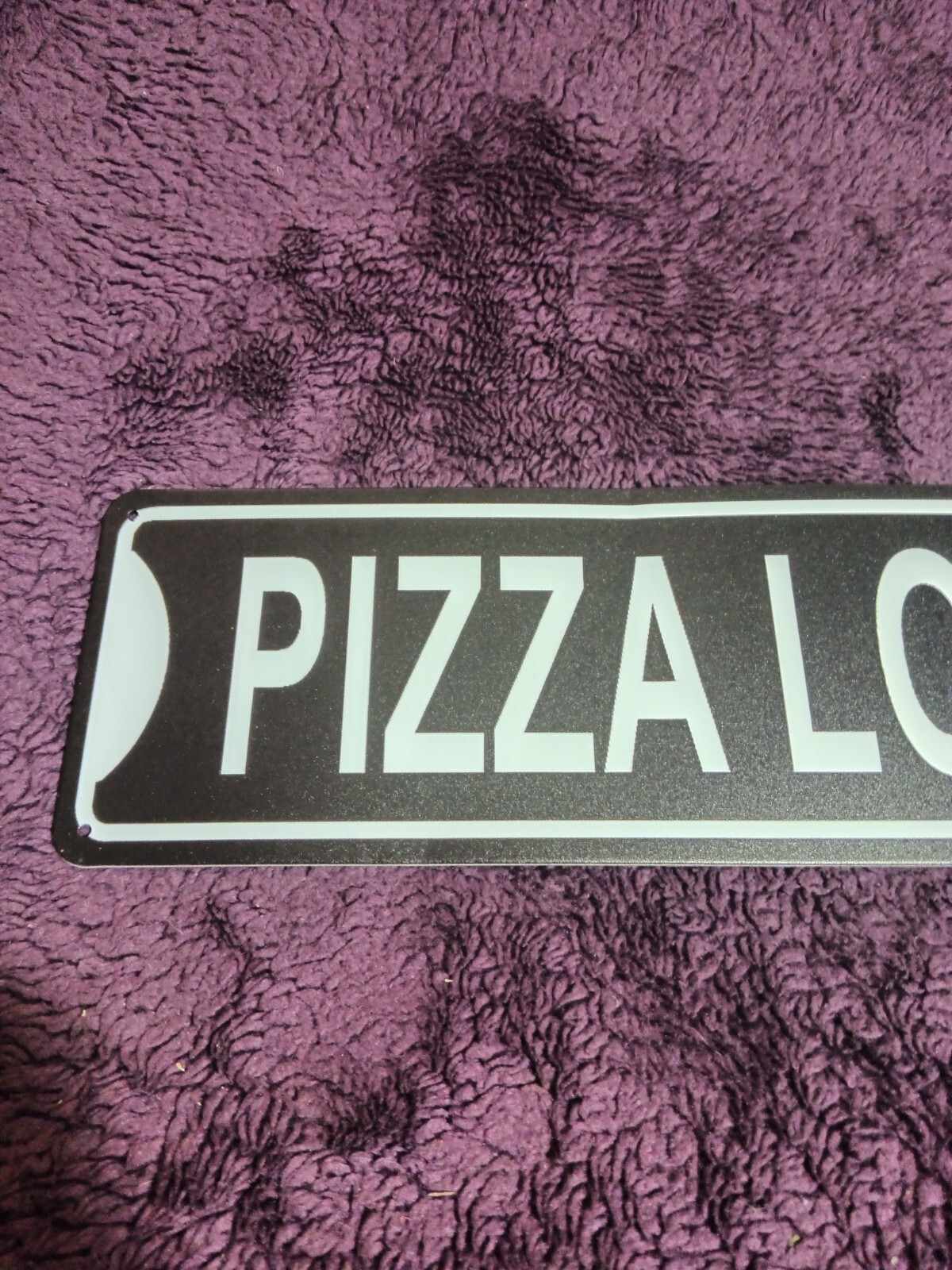 4&Prime; X 15&Prime; Aluminum Street Sign « PIZZA LOVERS LN » Black & White W/4 Mounting Holes