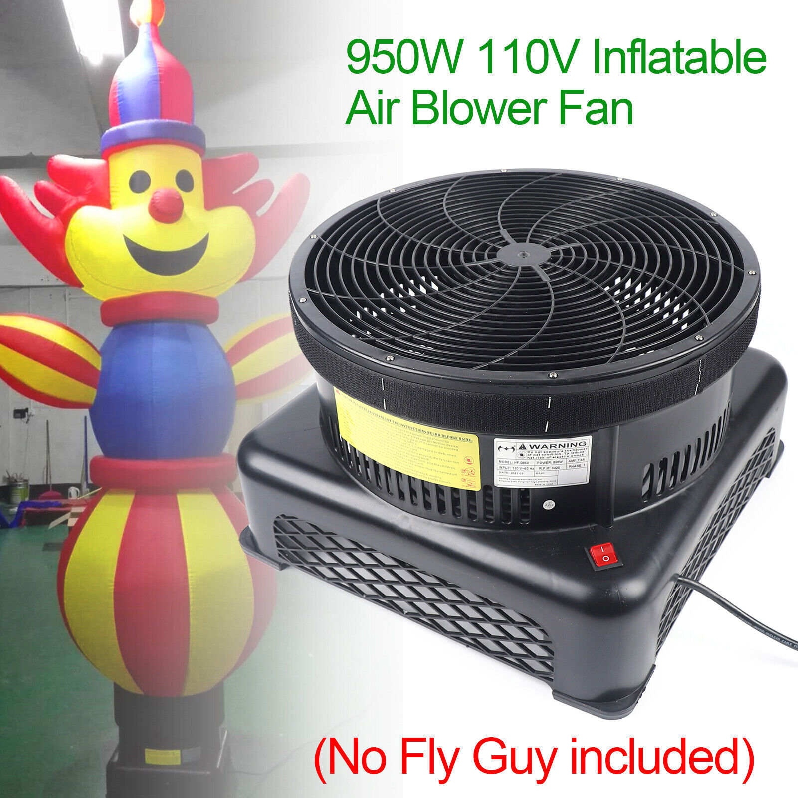 110V 17.7 » Air Blower Fan 950W For Inflatable Fly Guy Wind Tube Man Puppet US