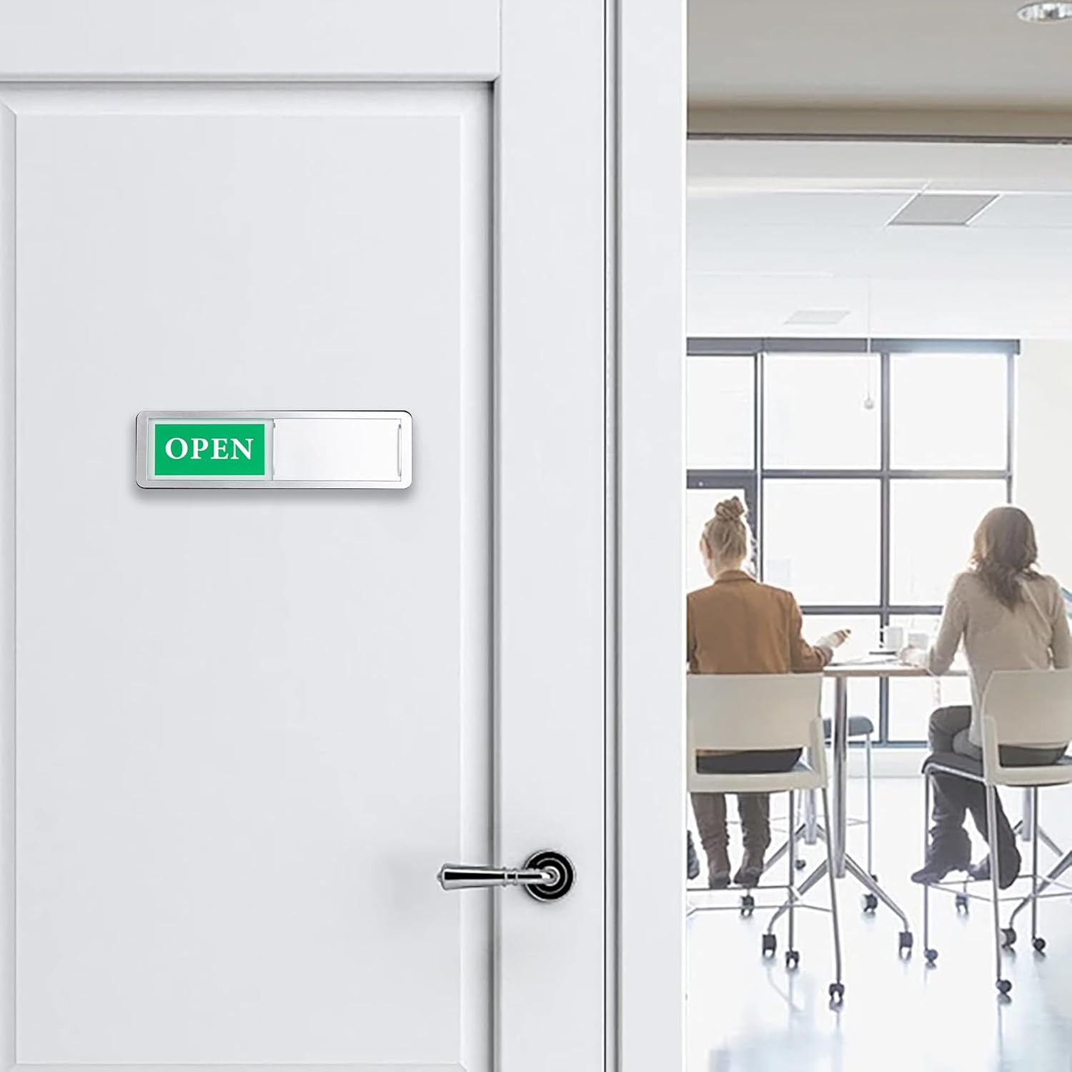 Open Closed Sliding Door Sign for Business, Open Closed Privacy Slider Sign for