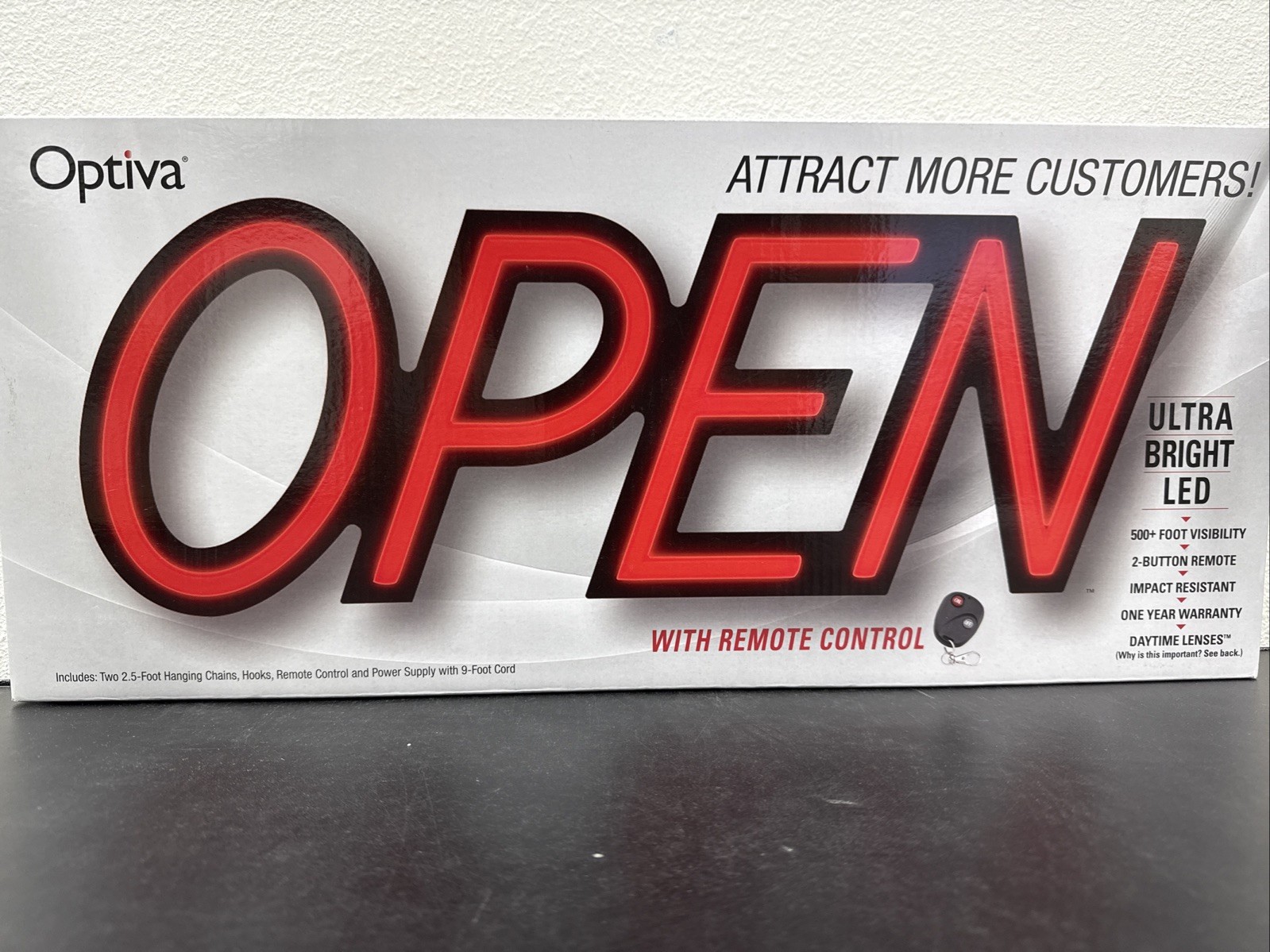Optiva 19.5&Prime; Ultra Bright LED OPEN Sign with Remote Control