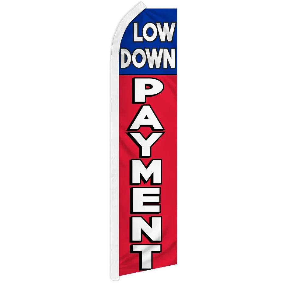 Low Down Payment Swooper Advertising Banner Flag for Auto Finance Dealership