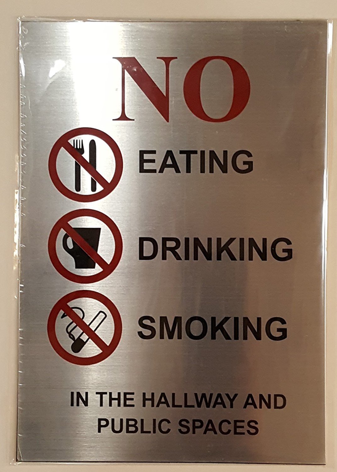 NO – SMOKING, EATING, DRINKING IN THE HALLWAY (ALUMINIUM 3×11)-REF24-1027