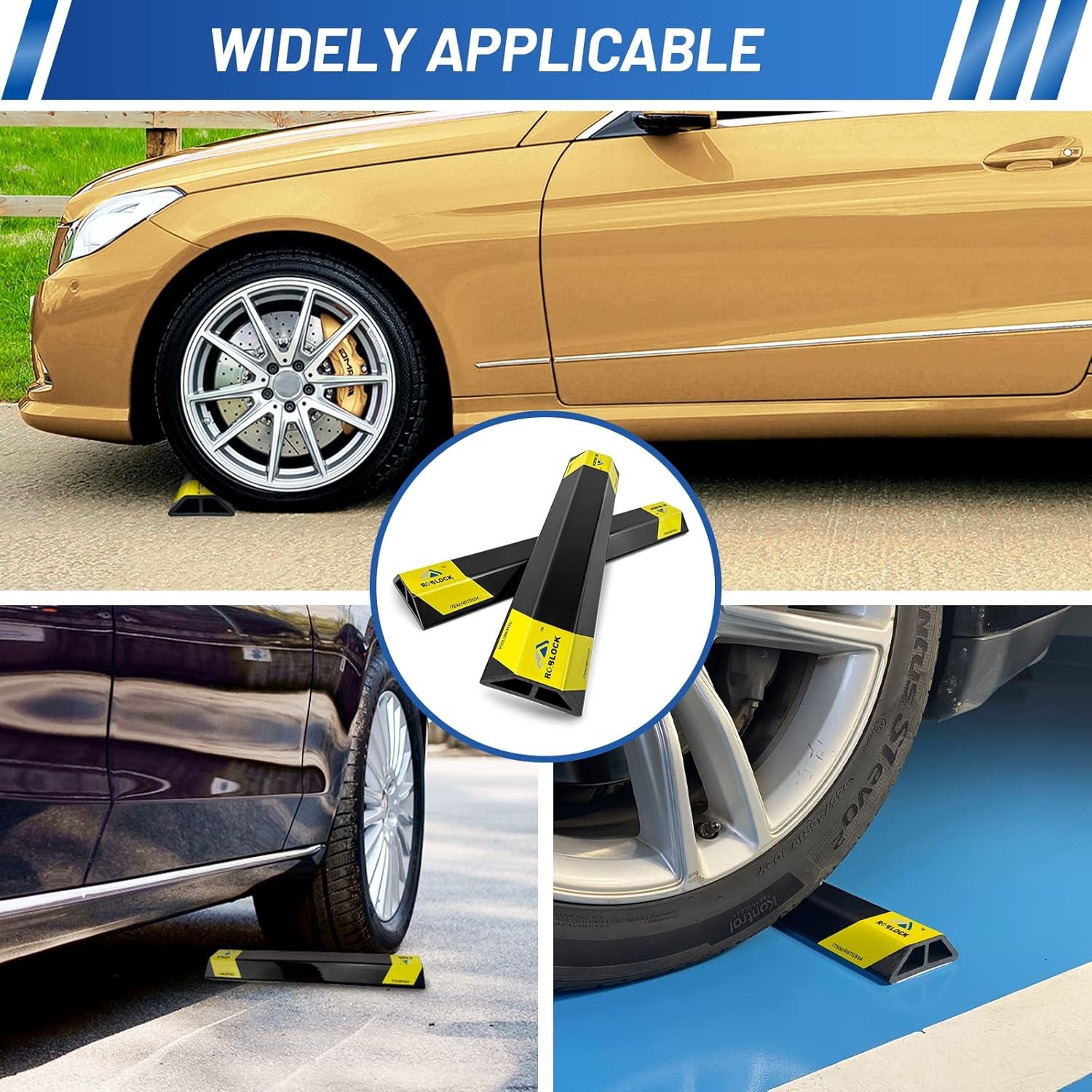 ROBLOCK 18 » Heavy Duty Car Stoppers for Garage, Parking 18inch 2Pcs, Yellow