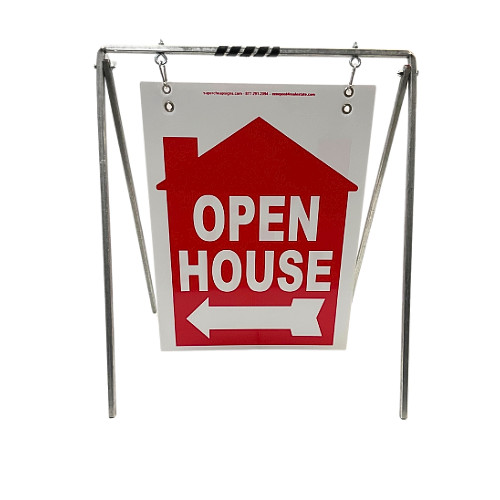 Real Estate Open House Sign Kit Metal A-Frame 5-Pack Red House Swinger