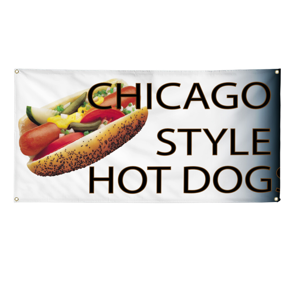 Vinyl Banner Multiple Sizes Chicago Style Hot Dogs B Restaurant & Food Outdoor