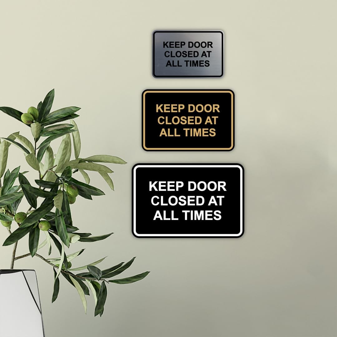2 Pack Small Red Classic Framed Keep Door Closed At All Times Sign