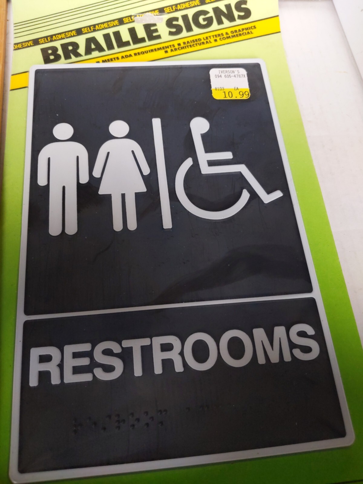 (2) HY-KO PRODUCTS DB-5 Unisex Restroom Ada Approved Braille 6&Prime; x 9&Prime; Sign