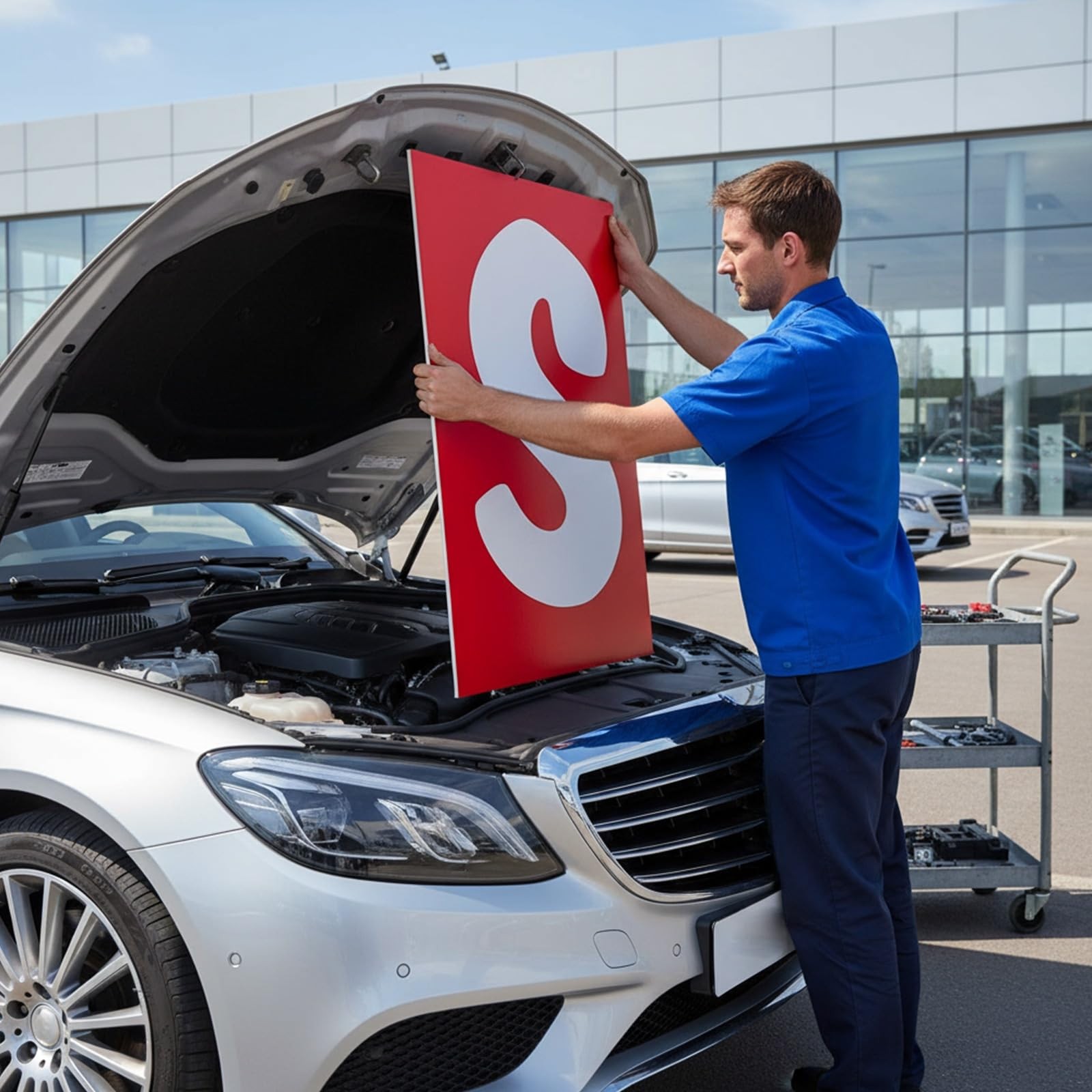 4 PCS Jumbo Under The Hood Sign Kit – 29ʺx 41&Prime; Giant Sale Sign for Car Dealer…