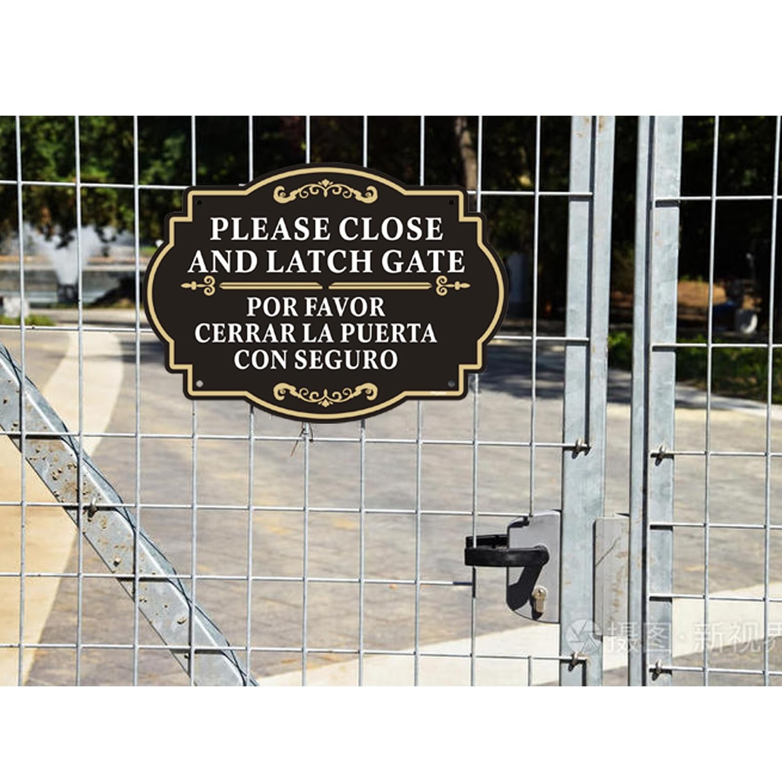 2 Pack Please Close and Latch Gate Sign Bilingual English Spanish, 10 x 7 inc…