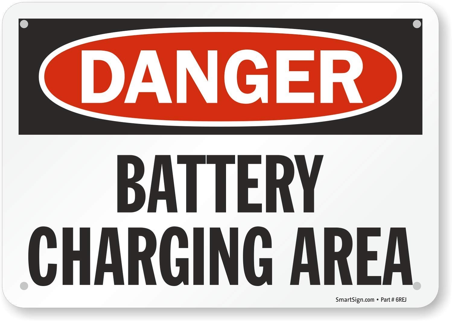7&Prime;x10&Prime; S-0220-PL-10 « Danger – Battery Charging Area » Sign Plastic Safety