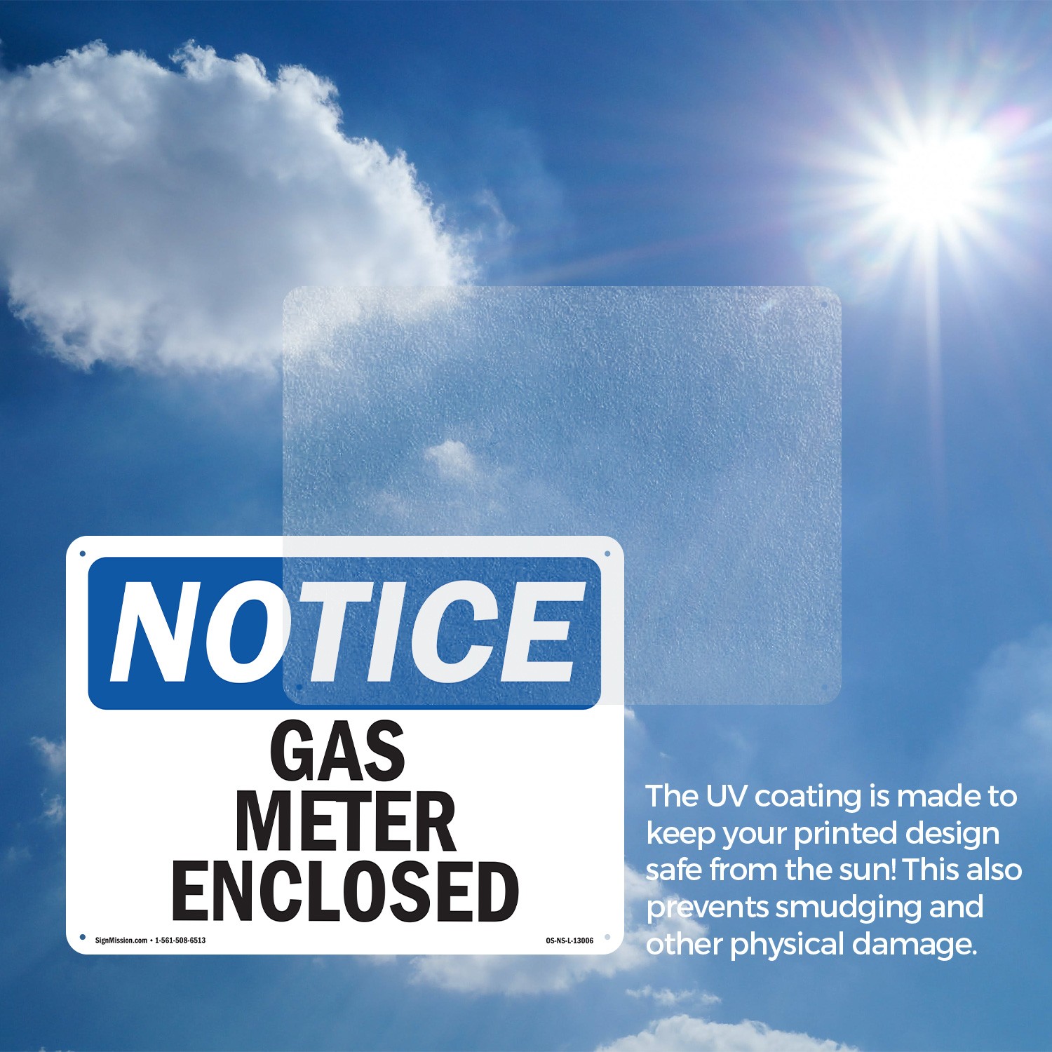 Gas Meter Enclosed OSHA Notice Sign Metal, Plastic, Or Decal – 5 or 10 Pack
