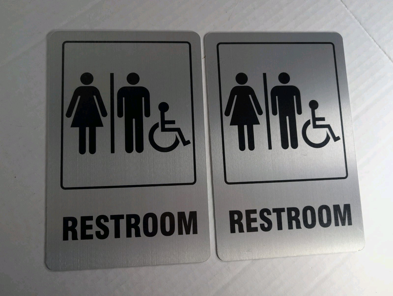 Restroom Sign Business Aluminum ADA Compliant Unisex Bathroom Self Adhesive (2)