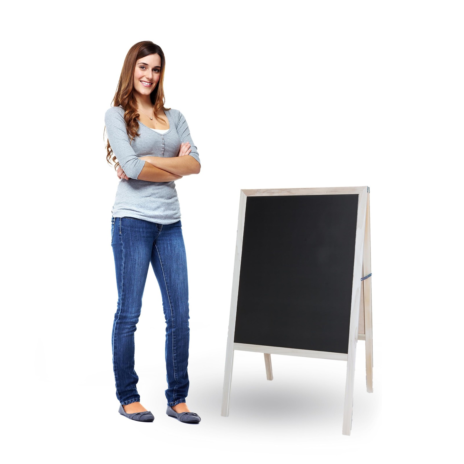 Flipside Products Marquee Easel Natural Hardwood White Dry Erase/Black