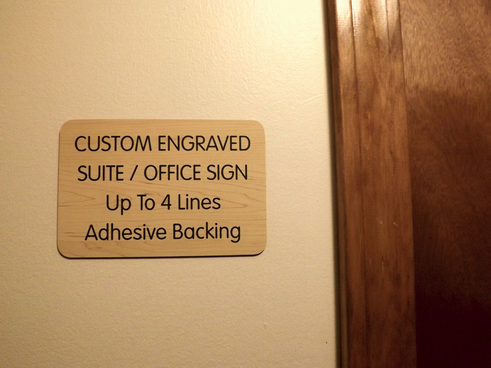Custom Engraved Birch 4×6 Office Suite Sign | Small Business Wall Door Plaque