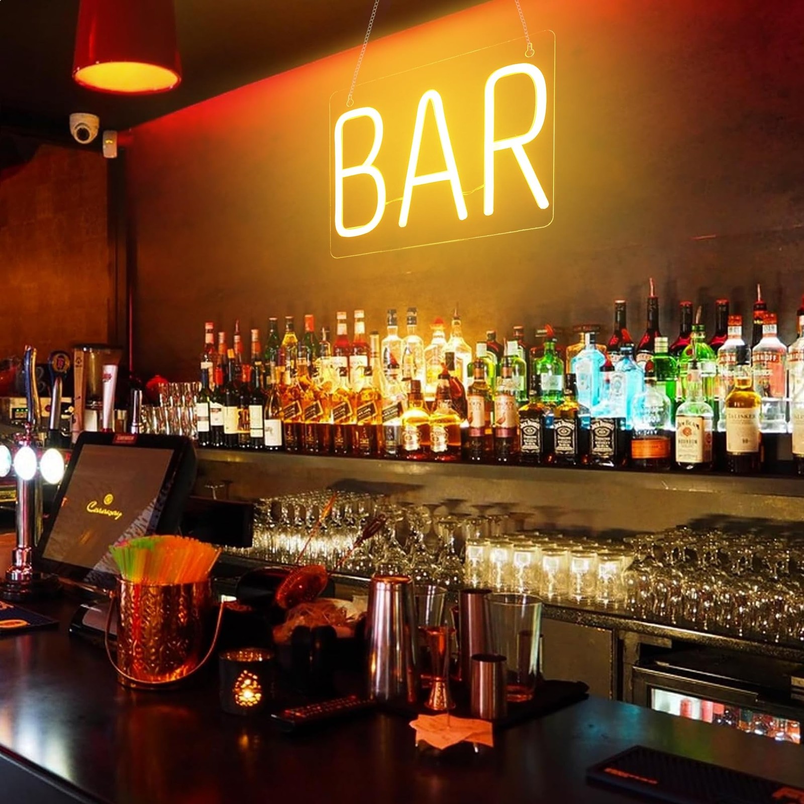 Neon Bar Signs, Warm White Bar Neon Sign with Dimmer Switch, USB Powered LED …
