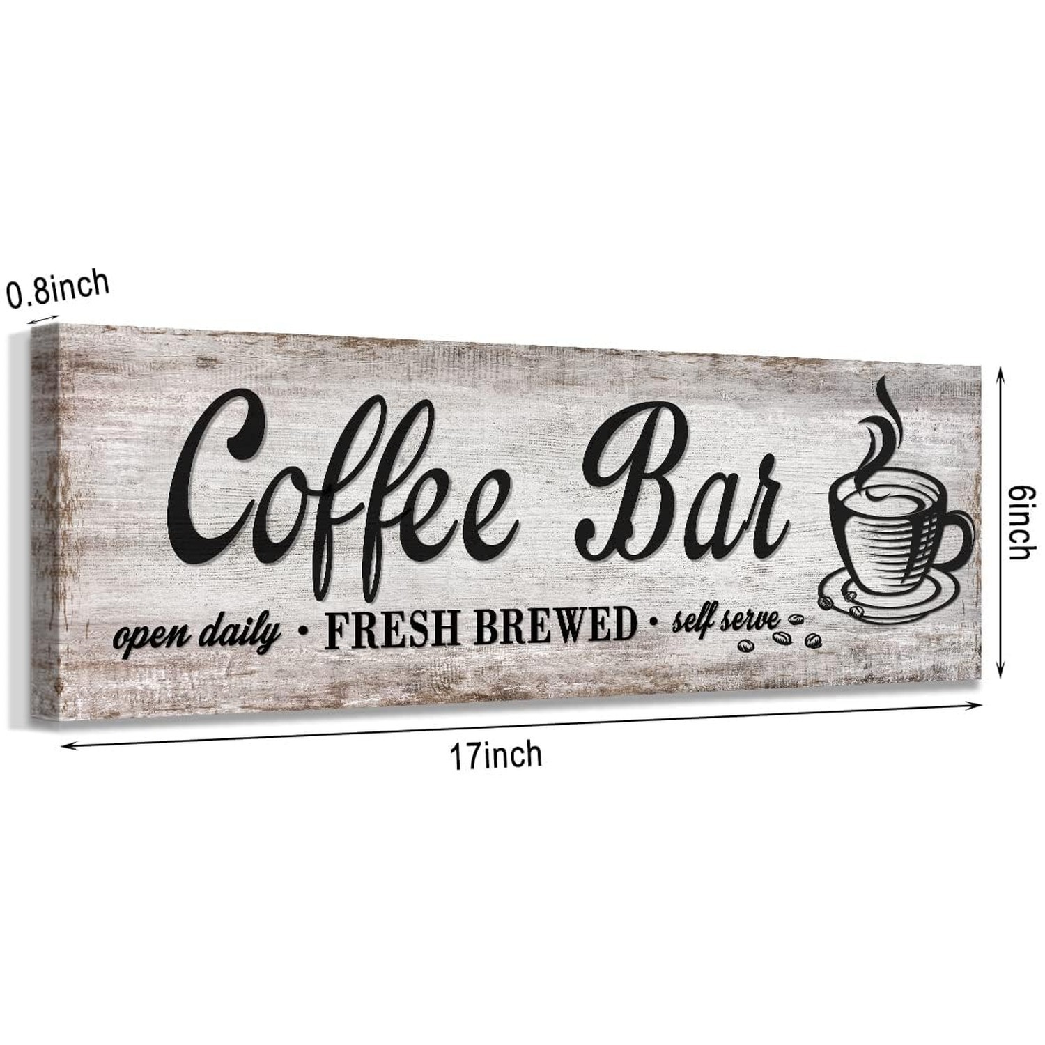 Rustic Wood Grain Coffee Station Decor – Retro Coffee Bar Signs for Kitchen -…