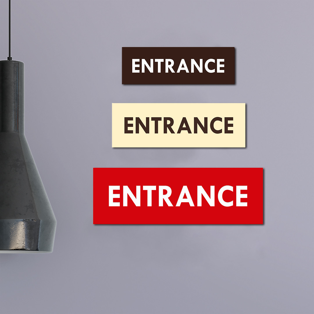 Basic ENTRANCE Door / Wall Sign – Black – Large 3 x 9&Prime;