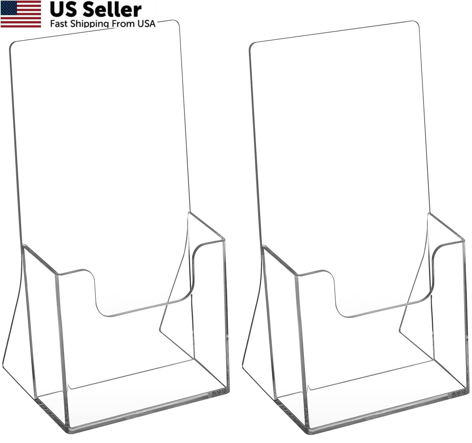 2 Pck 4&Prime; Acrylic Brochure Holder Clear Trifold Flyer Display Stand Menu Pamphlet