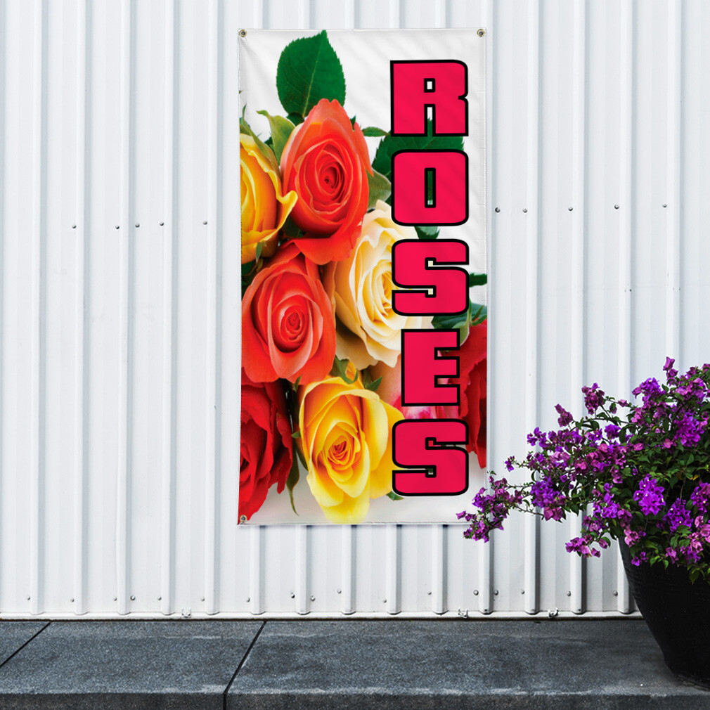 Vertical Vinyl Banner Multiple Sizes Roses Business Business Outdoor