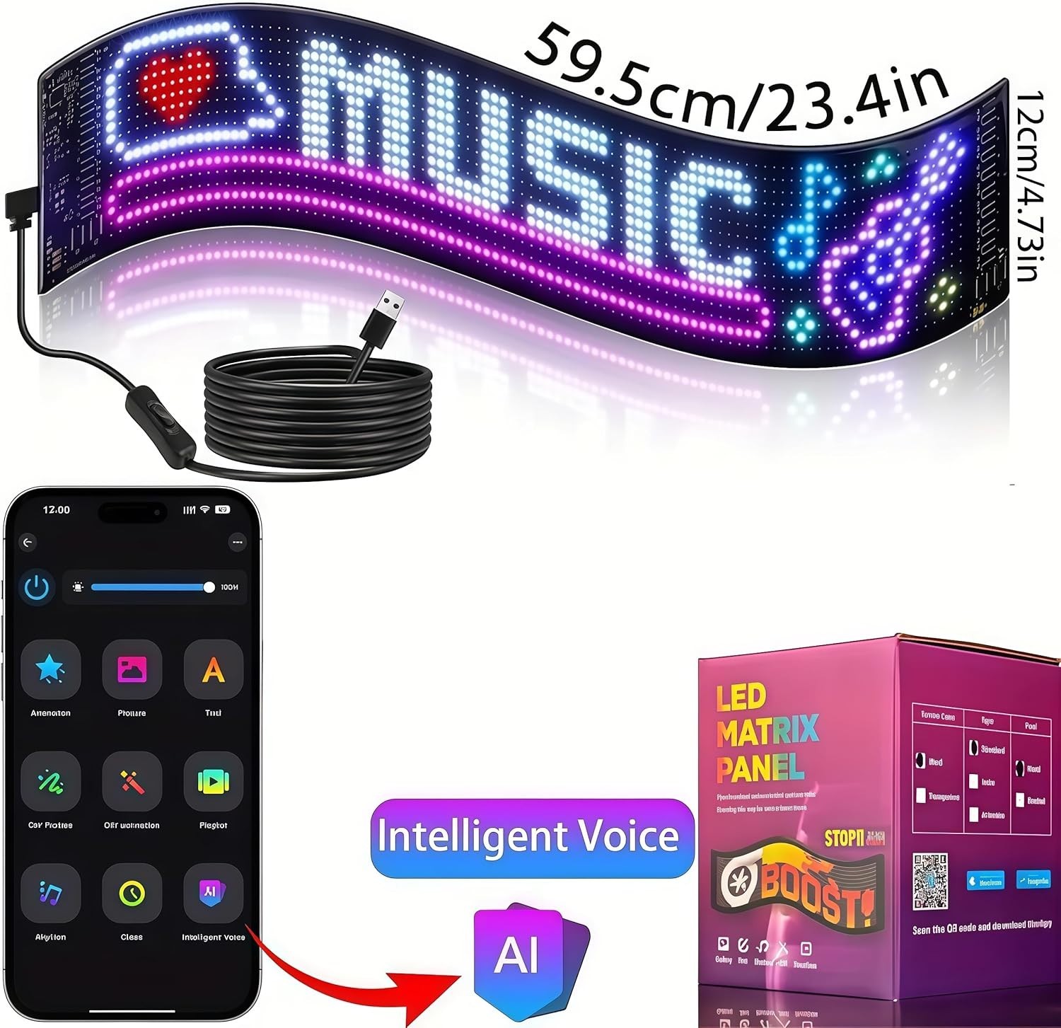 Programmable RGB LED Eyes for Cars – Animated, Voice-Controlled Windshield Decor
