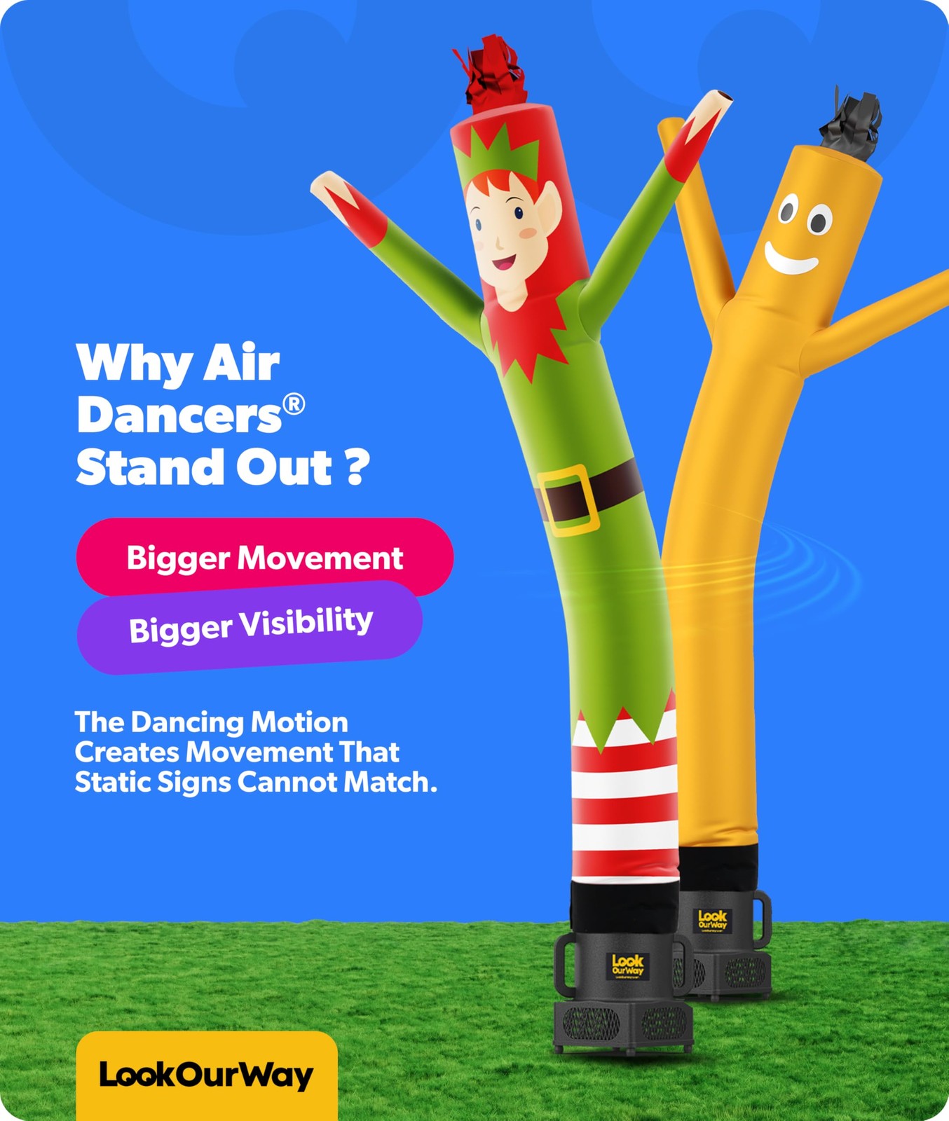 Lookourway Air Dancers Inflatable Tube Man 7Ft Tall Set Waving Inflatables Tube
