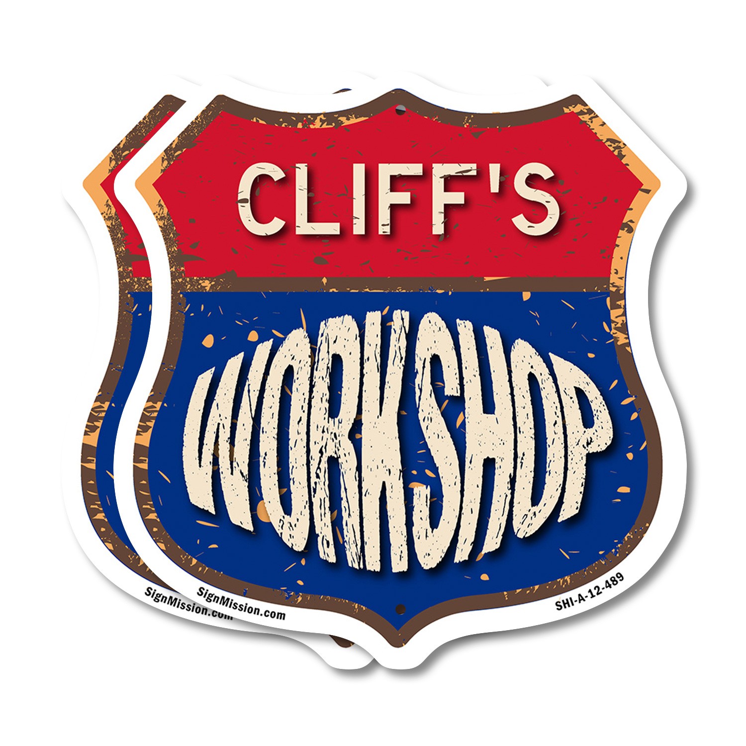 Cliff&rsquo;s Workshop Shield Shaped Sign Weather Resistant Crafted in the USA