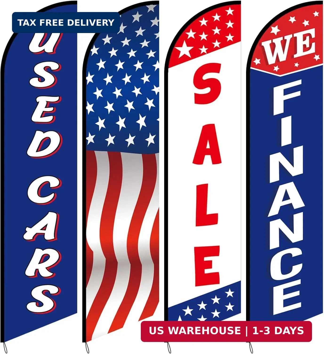 Used Car Flags 4 Pack 12ft Windless Auto Swooper Car Lot Feather Flags for