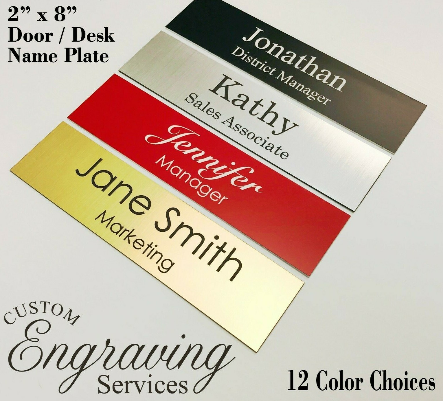 NAME PLATE OFFICE DESK DOOR STALL PLATE 2&Prime;X8&Prime; SIGN PLAQUE – PREMIUM QUALITY