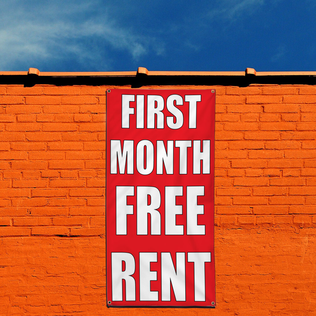 Vertical Vinyl Banner Multiple Sizes First Month Free Rent with Dollar Icon C