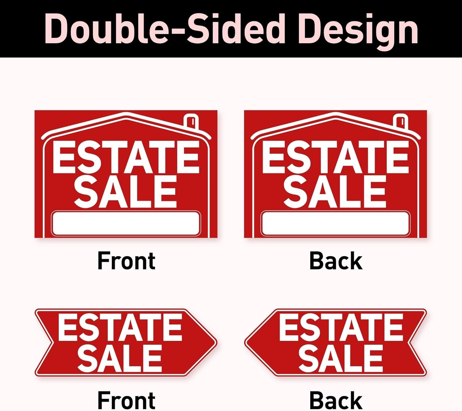 Estate Sale Signs with Stakes Set 6 Waterproof 17×12 and 17×6 Inches Yard Signs