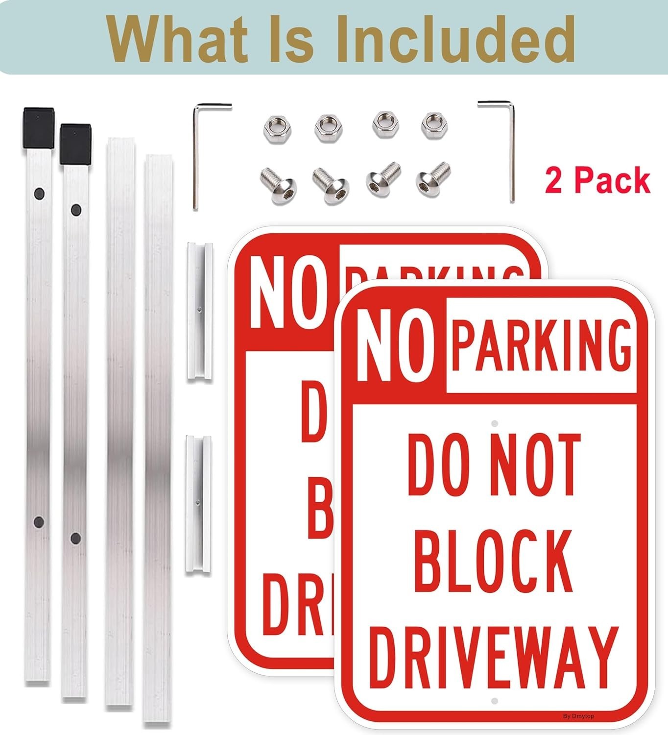 14&Prime; x 10&Prime; Reflective No Parking Signs – 2 Pack with Rust-Free Stake Included