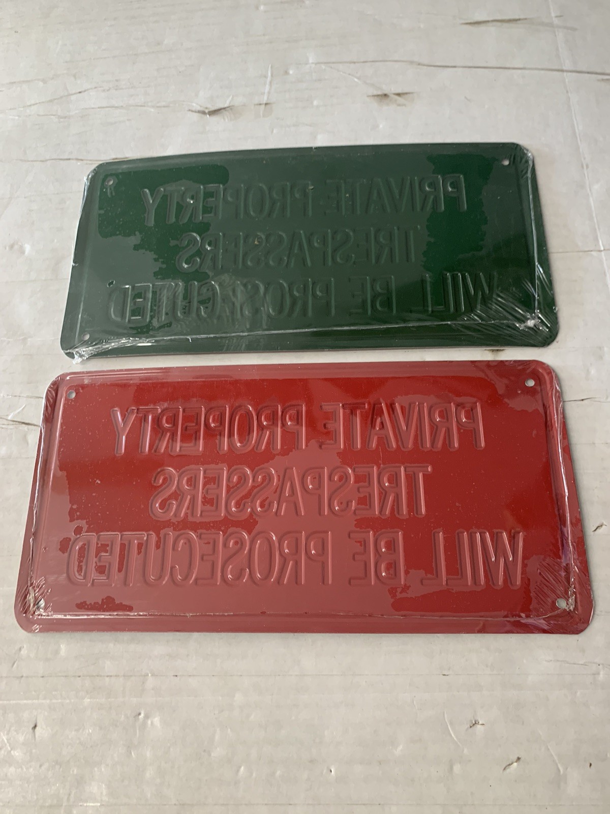 Vintage Retro Private property trespassers will be prosecuted Red Retro 12”x 6”