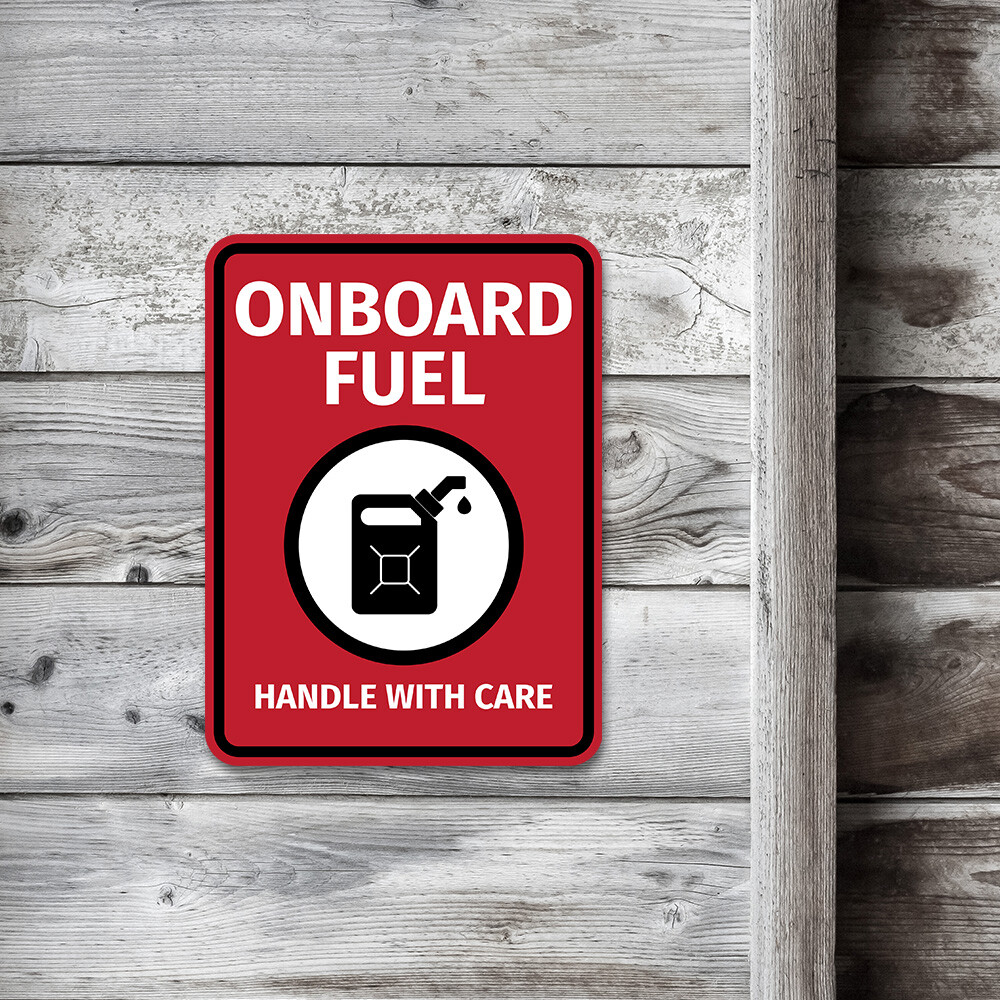 Portrait Round Plus Onboard Fuel Handle With Care Door or Wall Sign | Boats