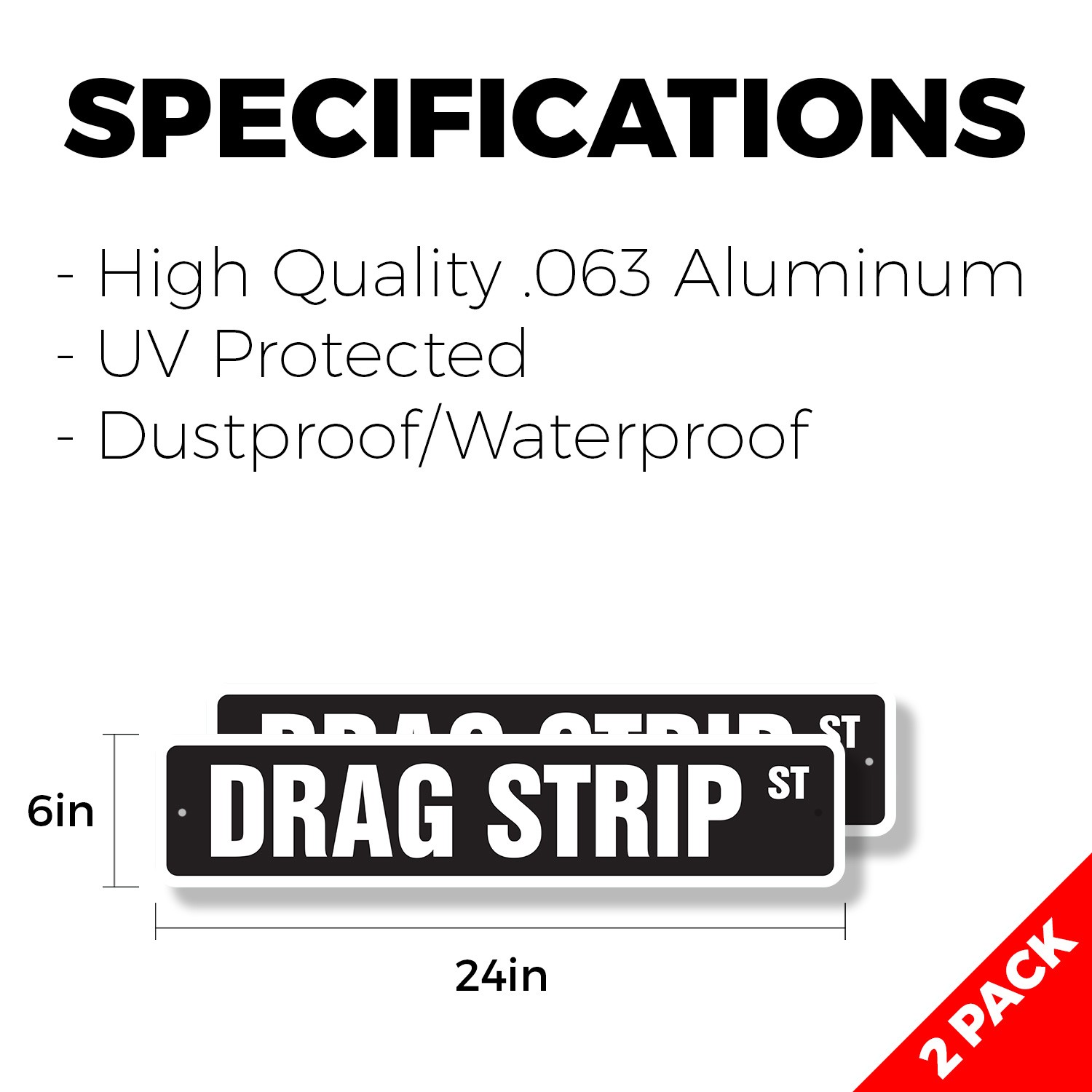 DRAG STRIP Street Sign (2 Pack) Metal Road Sign race track cars muscle fast