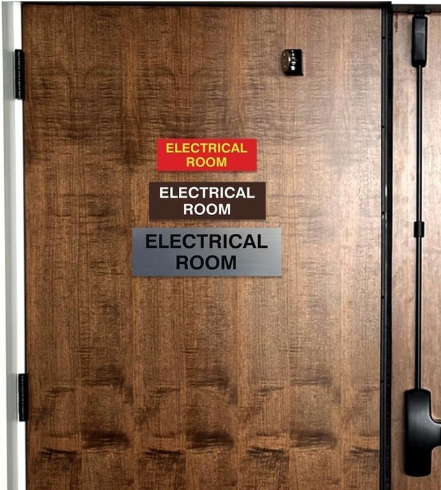 10 Pack Electrical Room Sign 2×6&Prime; Lt Gray Adhesive Safety Door Sign Durable Plas
