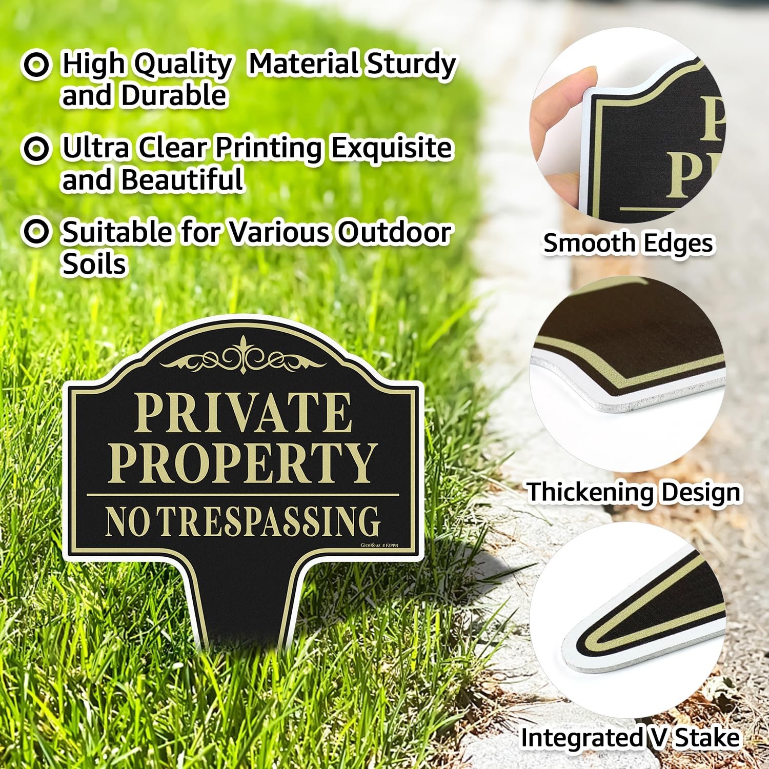 GicnKeuz No Trespassing Signs Private Property Sign, 14&Prime;×10&Prime; Heavy Duty Alu