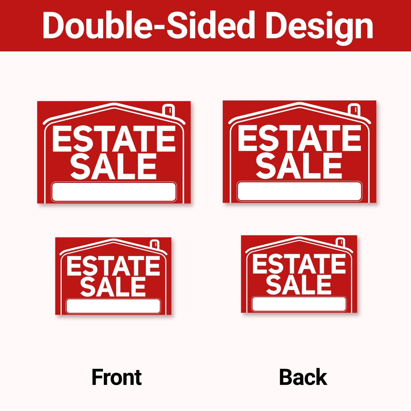 6 Pcs Estate Sale Signs with Stakes – 2 Extra-Large 24&Prime;x16&Prime; & 4 Large 17&Prime;x12&Prime; Wa